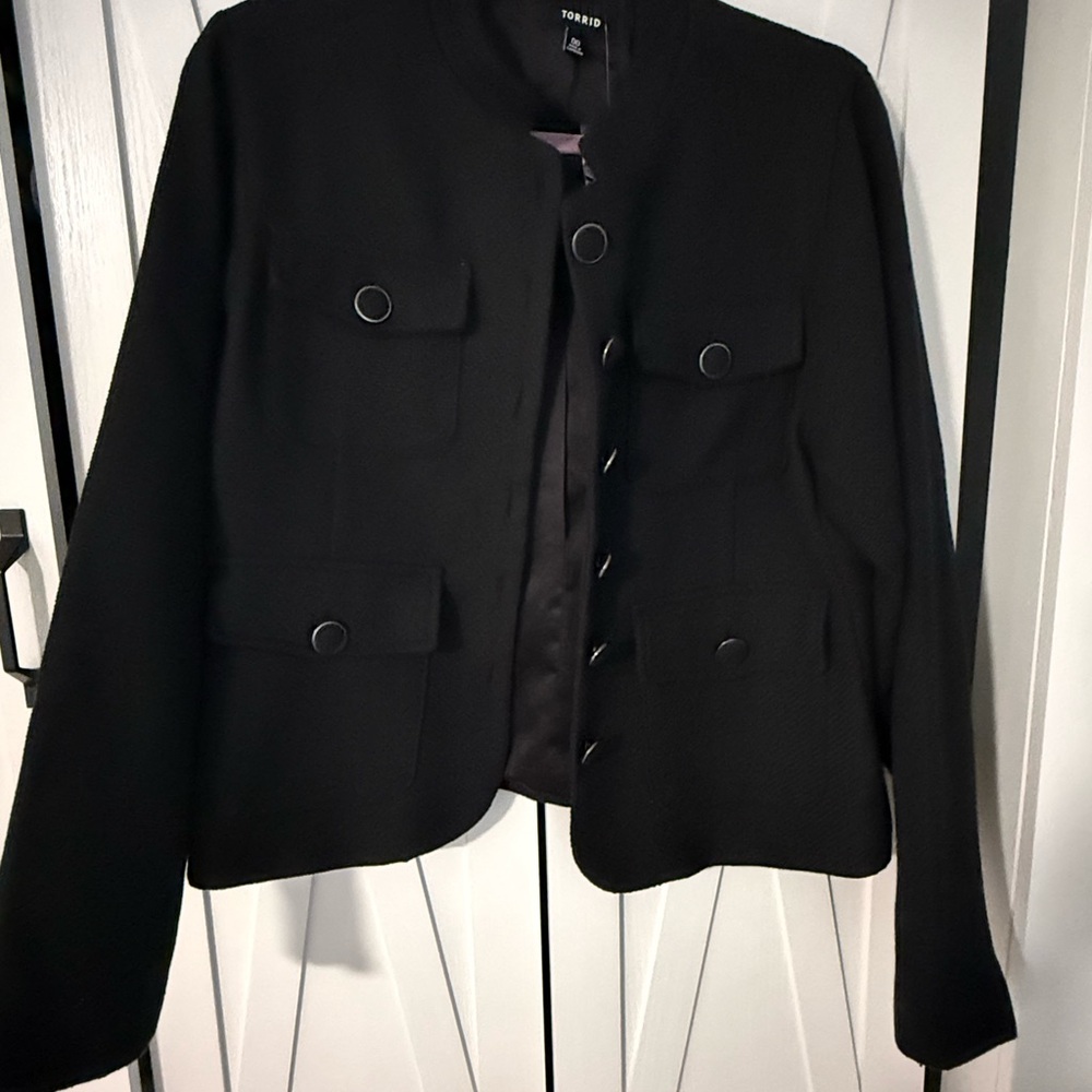 torrid Black Collarless Military-Inspired Blazer